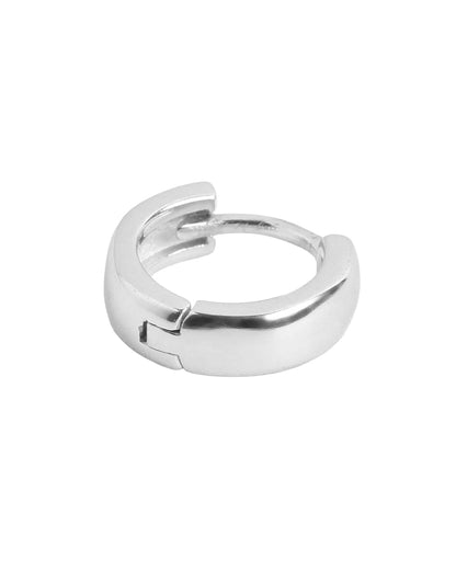 Rhodium Plated Minimal Circular Hoop Earring for Men