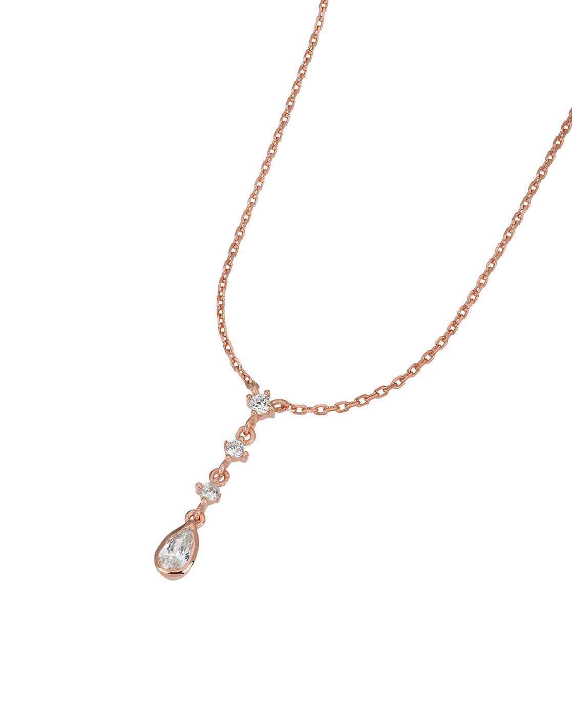 18kt Rose Gold Plated Solitaire Lariat Necklace