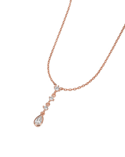 18kt Rose Gold Plated Solitaire Lariat Necklace