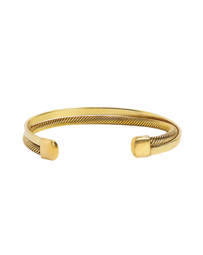 Men Gold Plated Double layer Cuff Bracelet