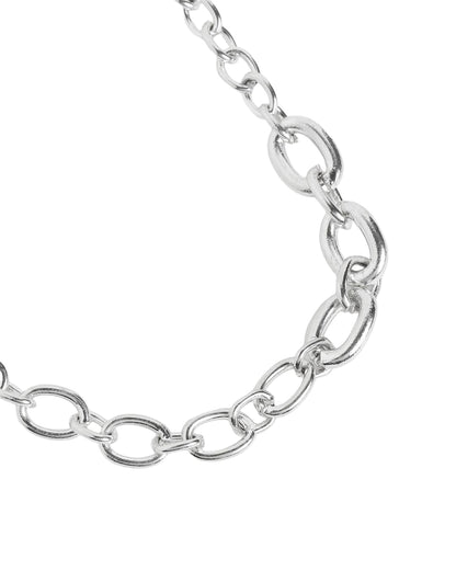 Men Silver Plated Cable Link Chain Necklace