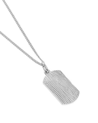 Rhodium Plated Tree Bark Textured Pendant for Men