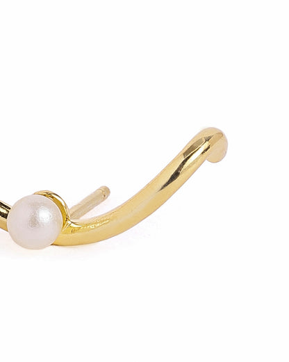 18kt Gold Plated Contemporary Pearl Ear Cuff Earring