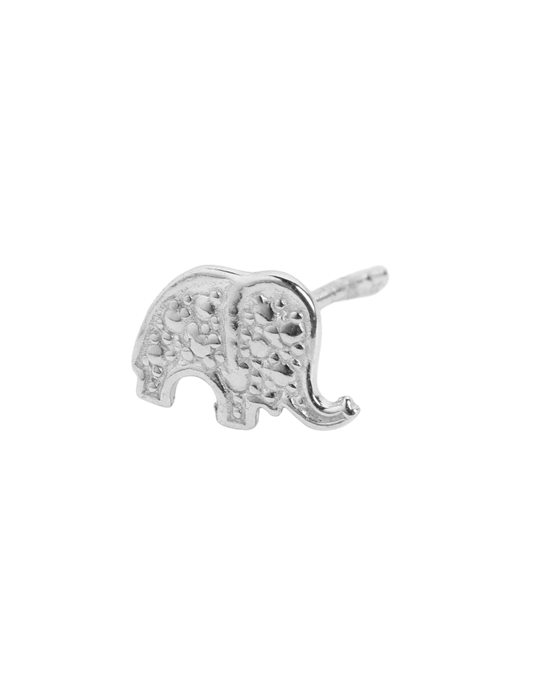 925 Sterling Silver Rhodium Plated Petite Elephant Stud  Earring