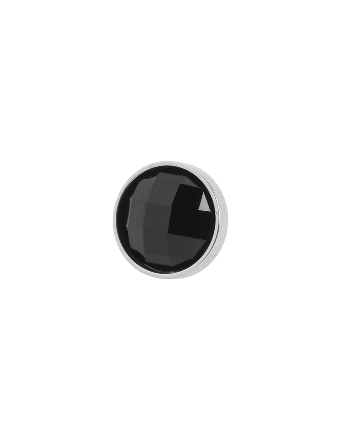 Men Silver Plated Black CZ Stud Earring