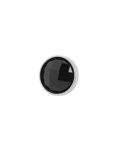Men Silver Plated Black CZ Stud Earring