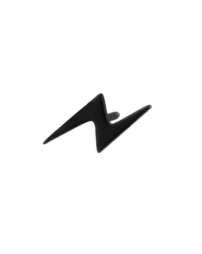 Men Black Toned Lightning Bolt Stud