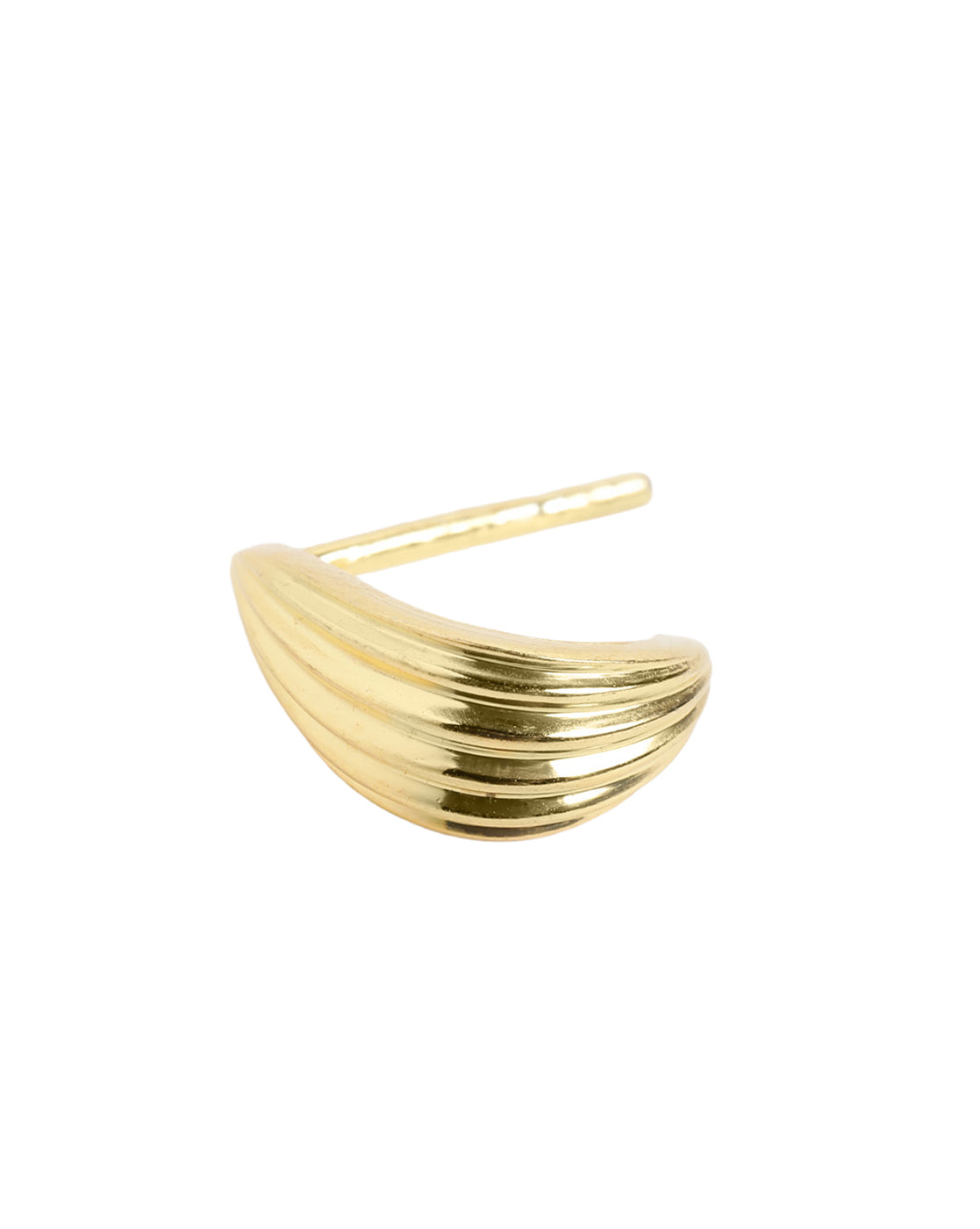 18kt Gold Plated Ribbed Half Hoop Earring