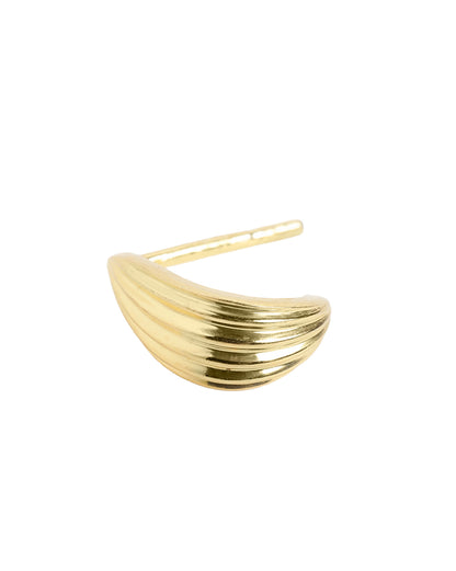 18kt Gold Plated Ribbed Half Hoop Earring