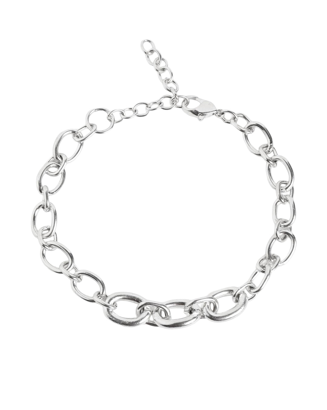 Men Silver Plated Link Adjustable Bracelet
