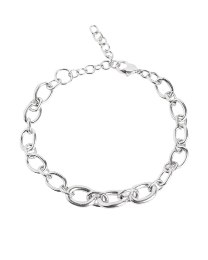 Men Silver Plated Link Adjustable Bracelet