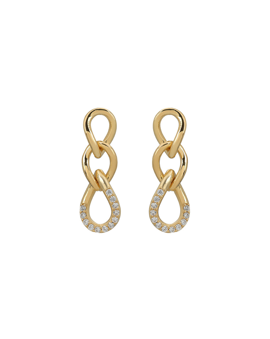 18kt Gold Plated CZ Interlocking Drop Earring