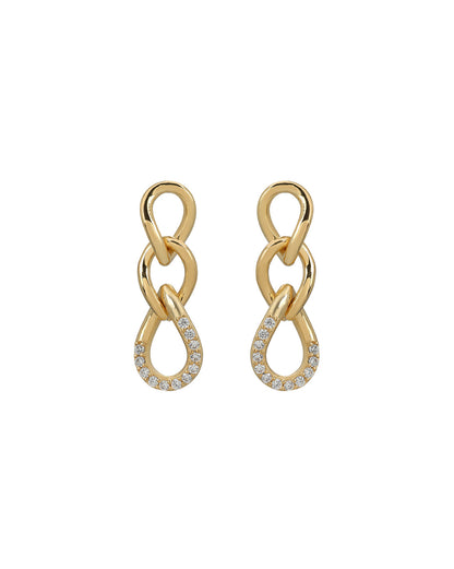 18kt Gold Plated CZ Interlocking Drop Earring
