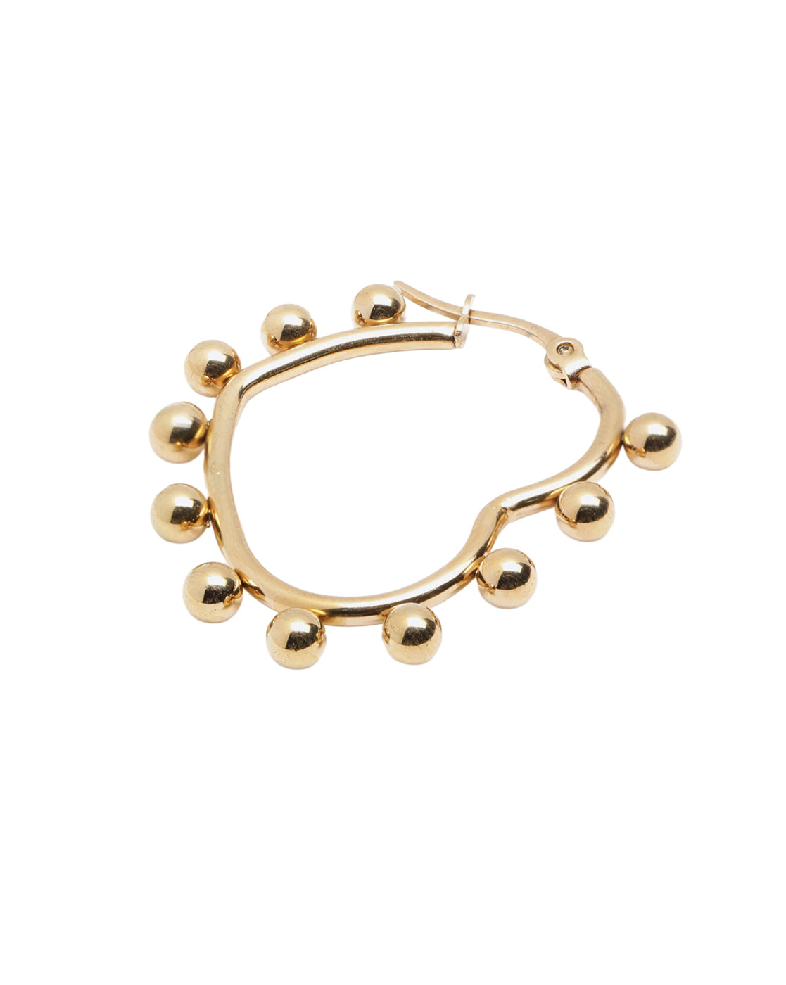 18kt Gold Plated Bold Beaded Heart Hoop Earring