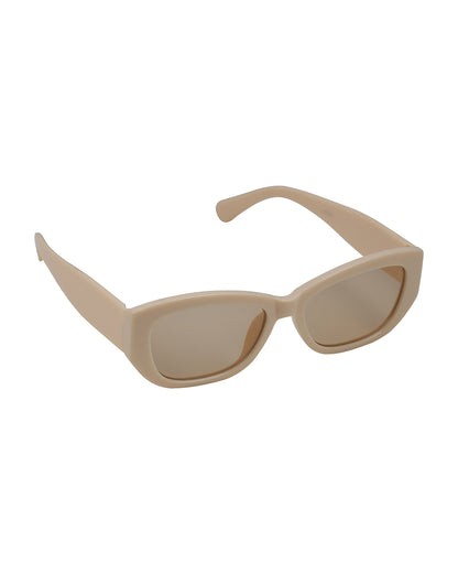 Women Cream Toned UV Protected Clear Lens Cateye Sunglasses