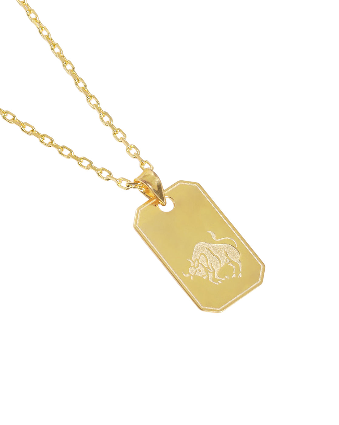 Men 18kt Gold Plated Engrave Taurus Pendant and Chain