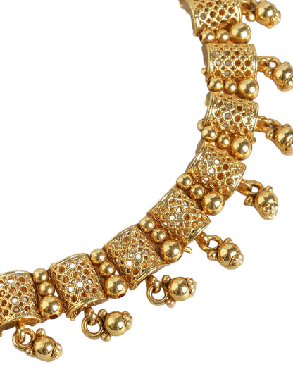 Gold Plated Filigree Necklace Set with Dangler Earrings