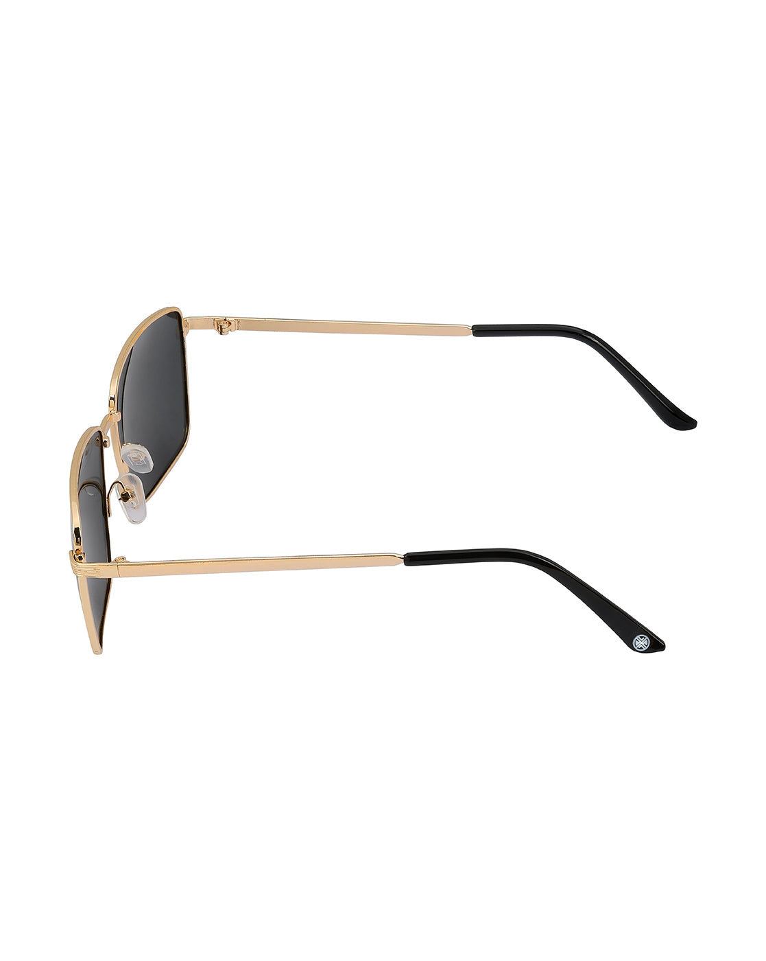 Unisex Gold and Black Toned Black Polarised Lens Rectangle Sunglasses
