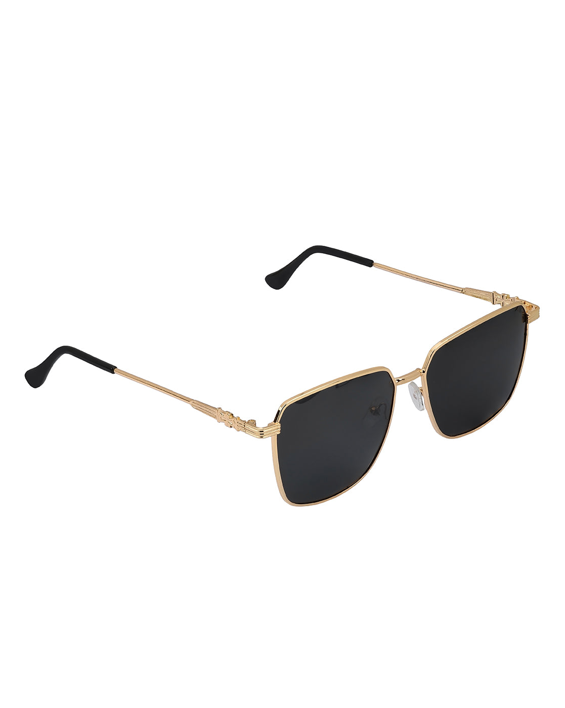Women Gold and Black Toned Black Polarised Lens Rectangle Sunglasses
