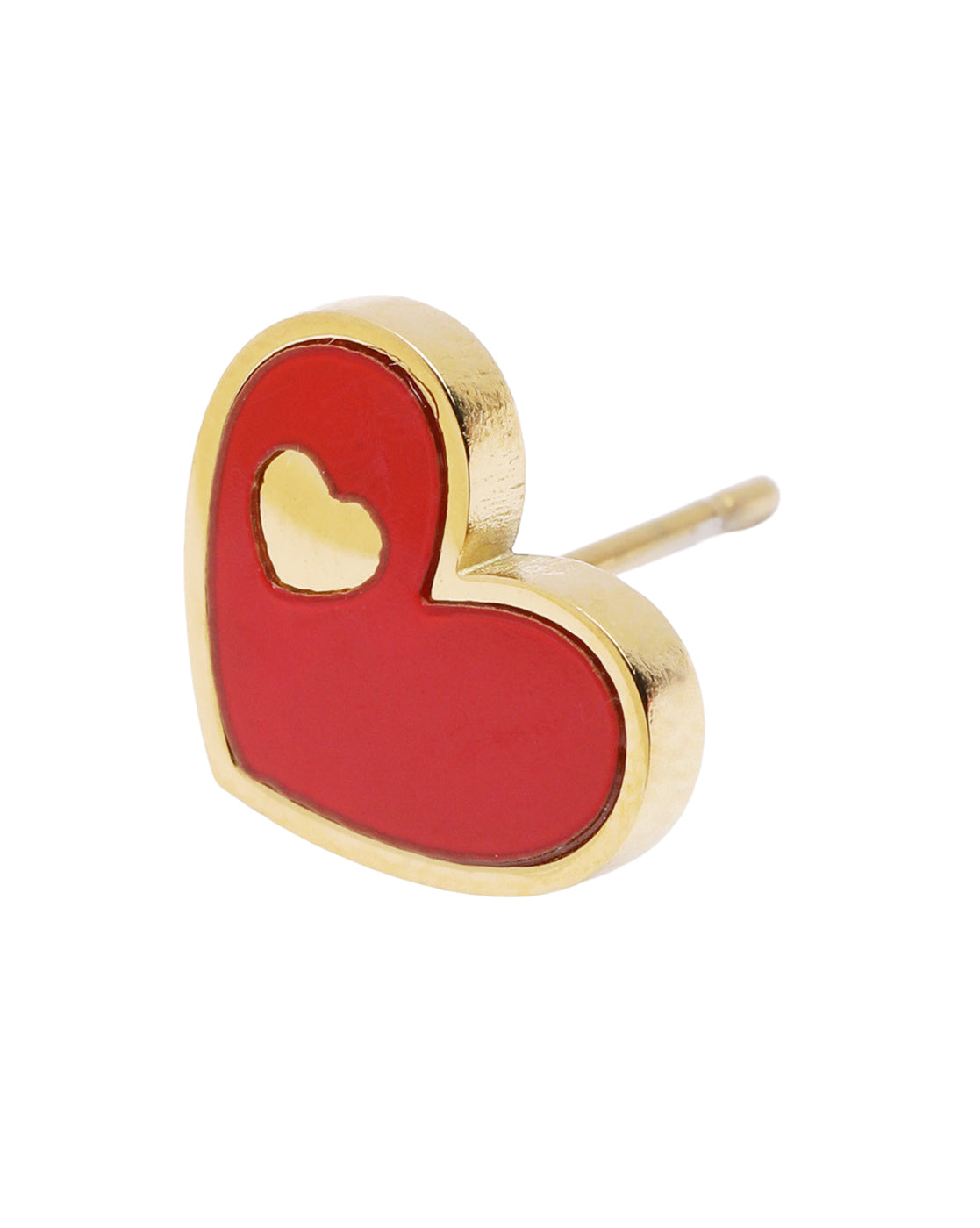 18kt Gold Plated Mini Red Enamel Heart Stud Earring