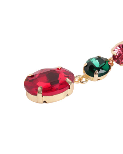 Gold Plated Fashion Multi Color Crystal Drop Earring