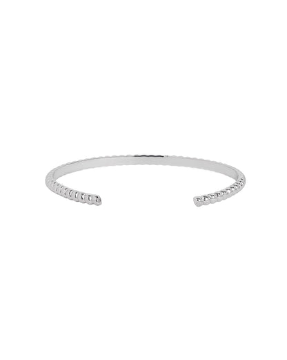 Rhodium Plated Twisted Cuff Bangle