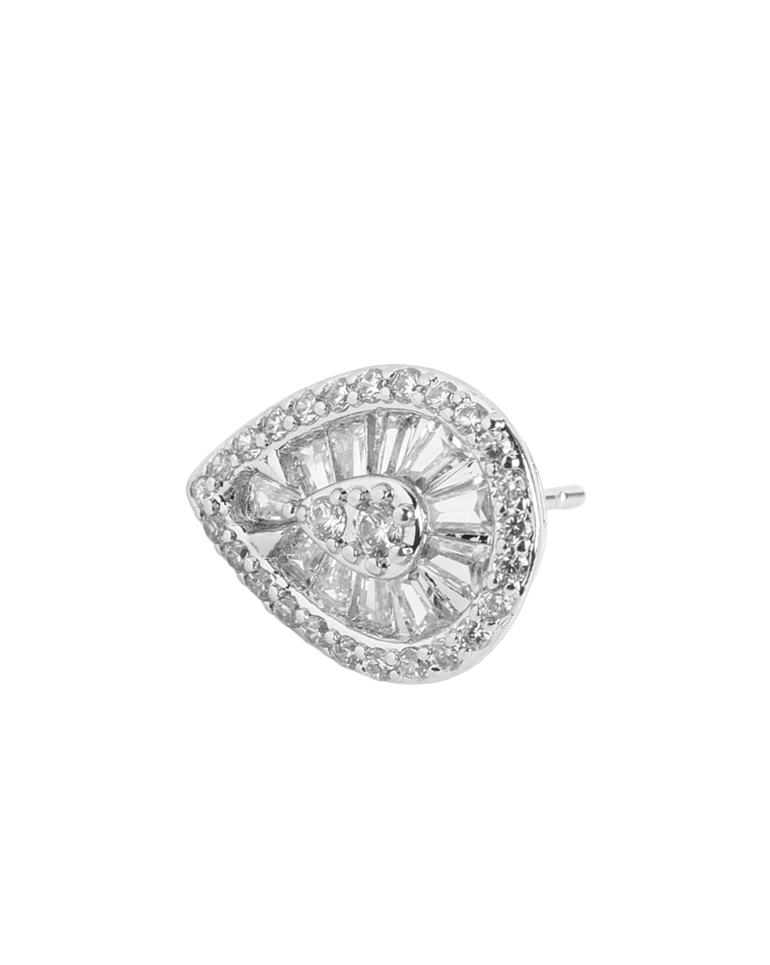 Silver Plated Designer CZ Studded Teardrop Bold Studs
