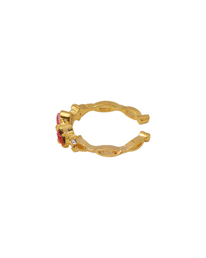 Gold Plated CZ Bow Adjustable Ring