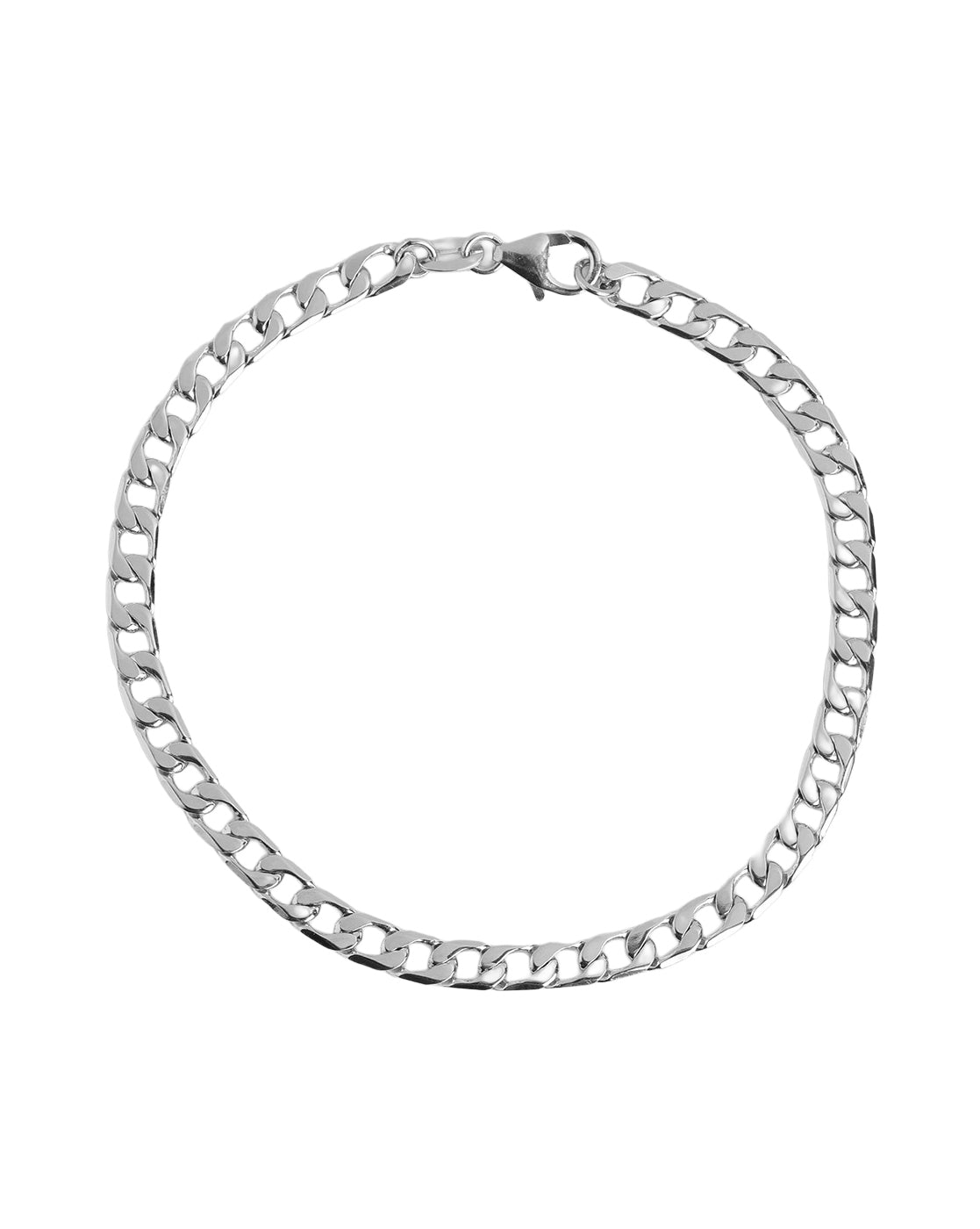 Men Rhodium Plated Link Curb Bracelet