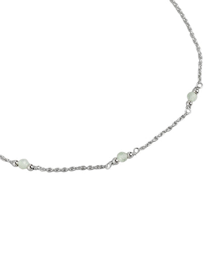 925 Sterling Silver Rhodium-Plated Emerald Studded  Anklet