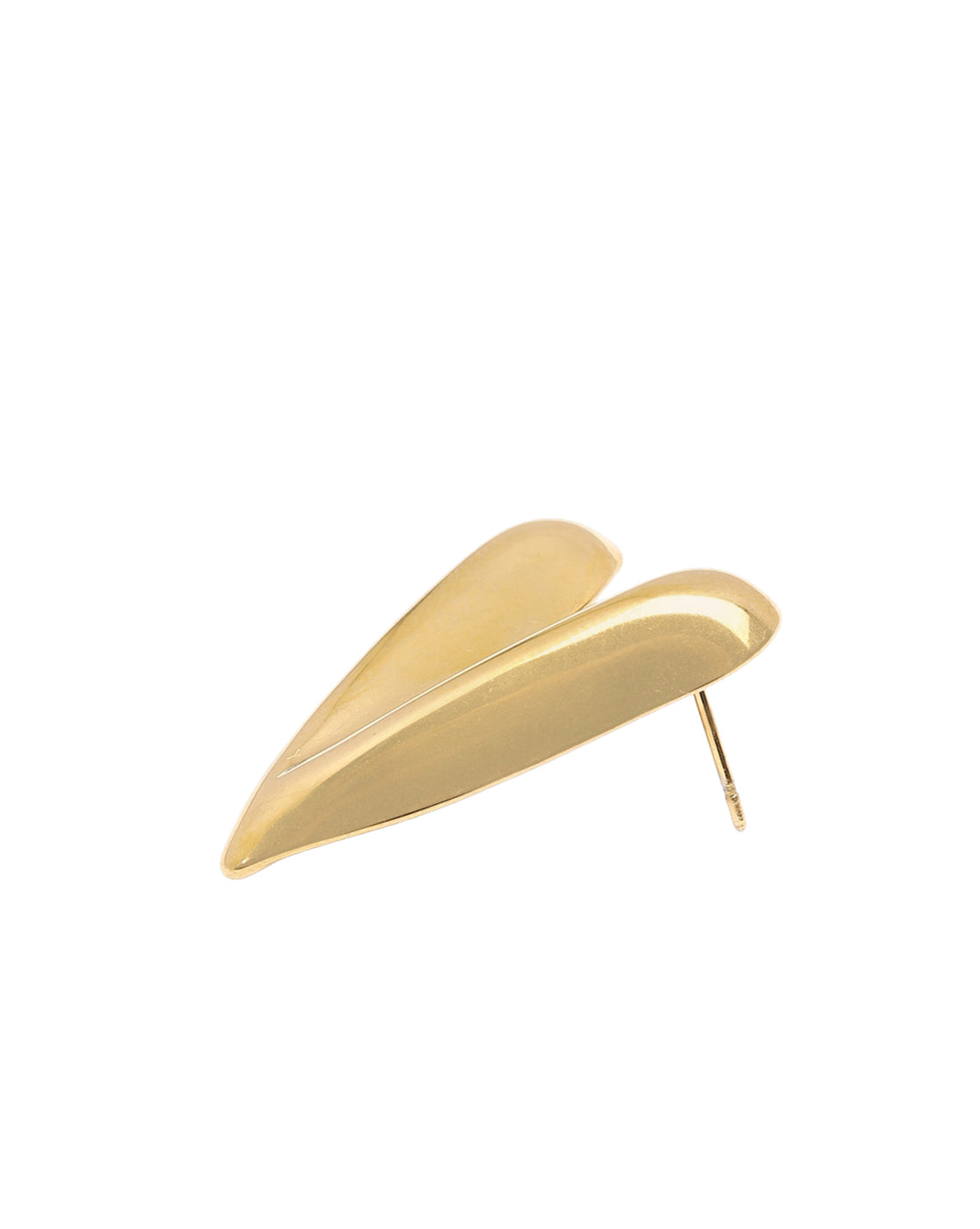 Gold Plated Stylish Elongated V-Heart Stud Earring