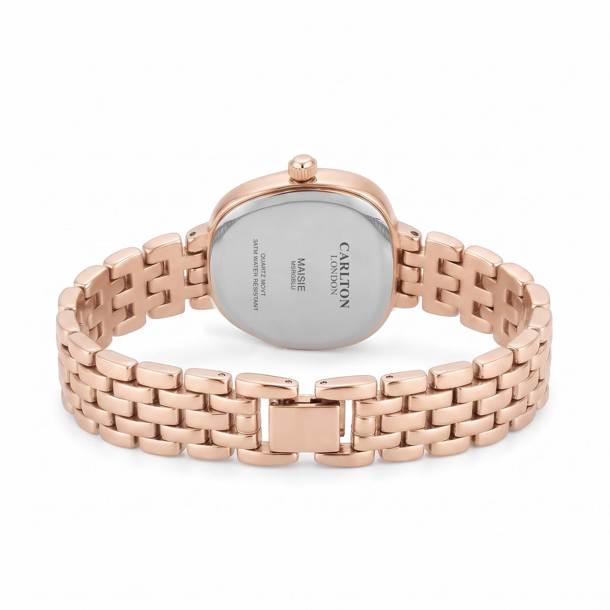 Carlton London Maisie Women’s Watch - Dark Blue Rectangle Dial, Rose Gold Stainless Steel Strap - MSRGBLU