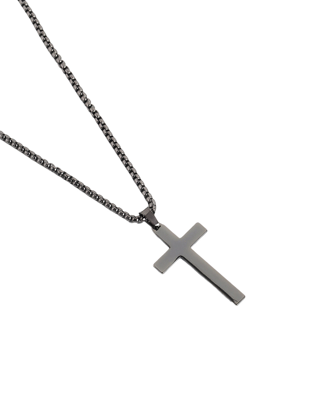 Men Metallic Toned Jesus Cross Pendant and Venetian Chain