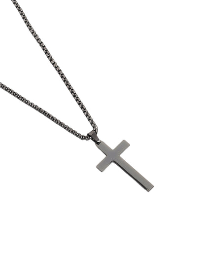 Men Metallic Toned Jesus Cross Pendant and Venetian Chain
