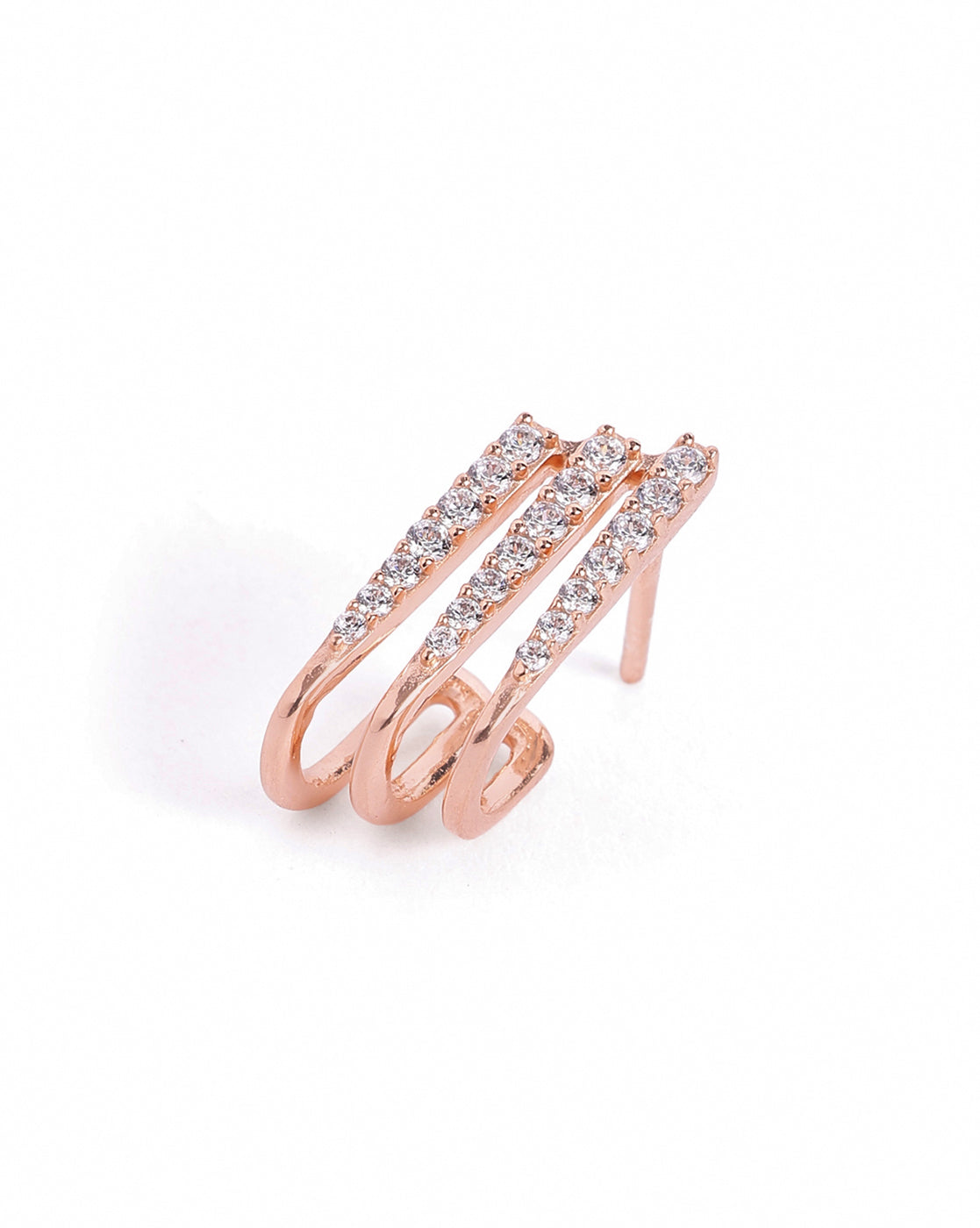 18kt Rose Gold Plated CZ Studded Half Hoop Earring