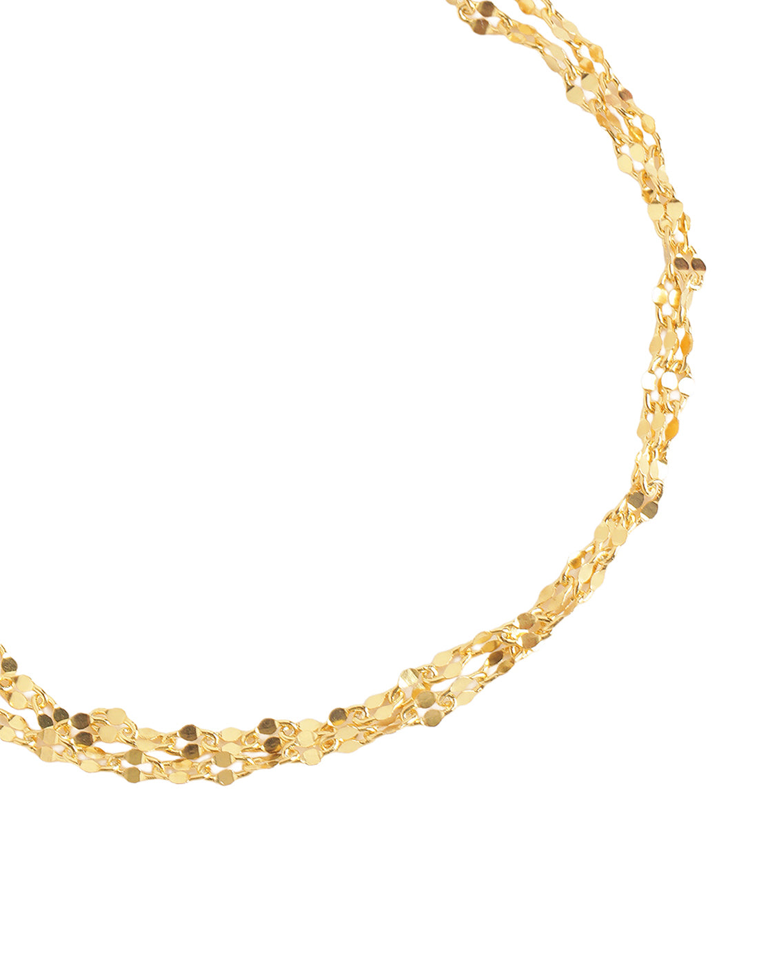18kt Gold Plated  Layered Adjustable Textured Chain Bracelet