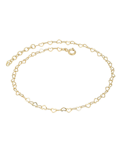 18kt Gold Plated Heart Link Adjustable Anklet