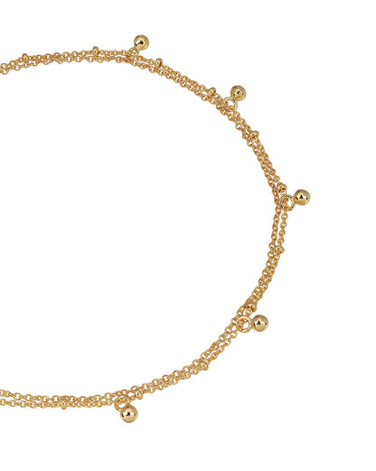 18kt Gold Plated Dangling Charm Layered Anklet