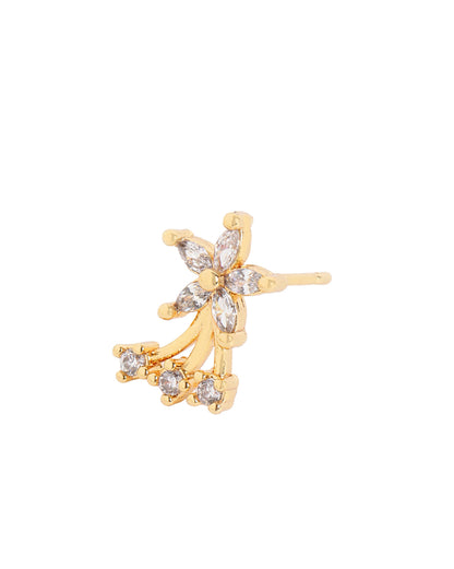 Gold Plated CZ Shooting Star Floral Petite Stud Earring