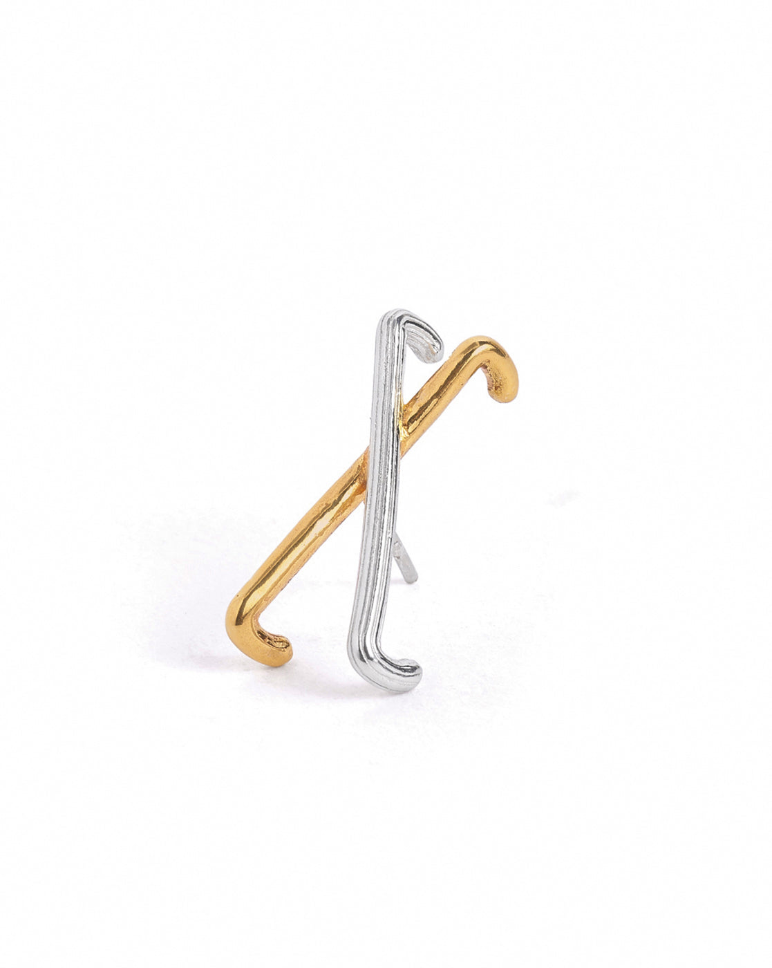 18kt Gold &amp; Rhodium Plated Crossover Stud Earring