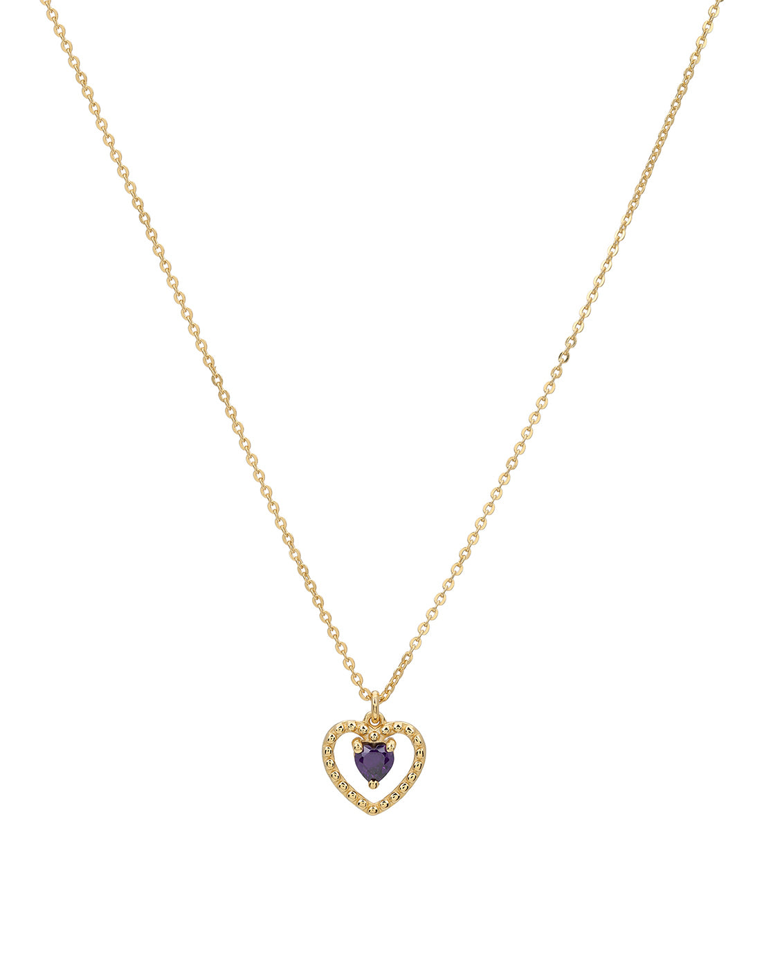 925 Sterling Silver 18kt Gold Plated Saphire Solitaire Heart Pendant and Chain