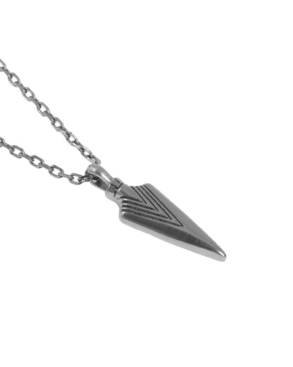 Men Silver Plated Oxidised Arrow head Pendant and Chain