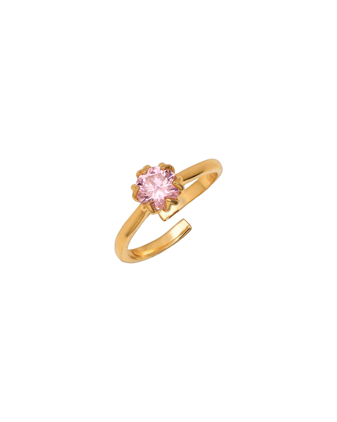 18kt Gold Plated CZ Floral Adjustable Ring
