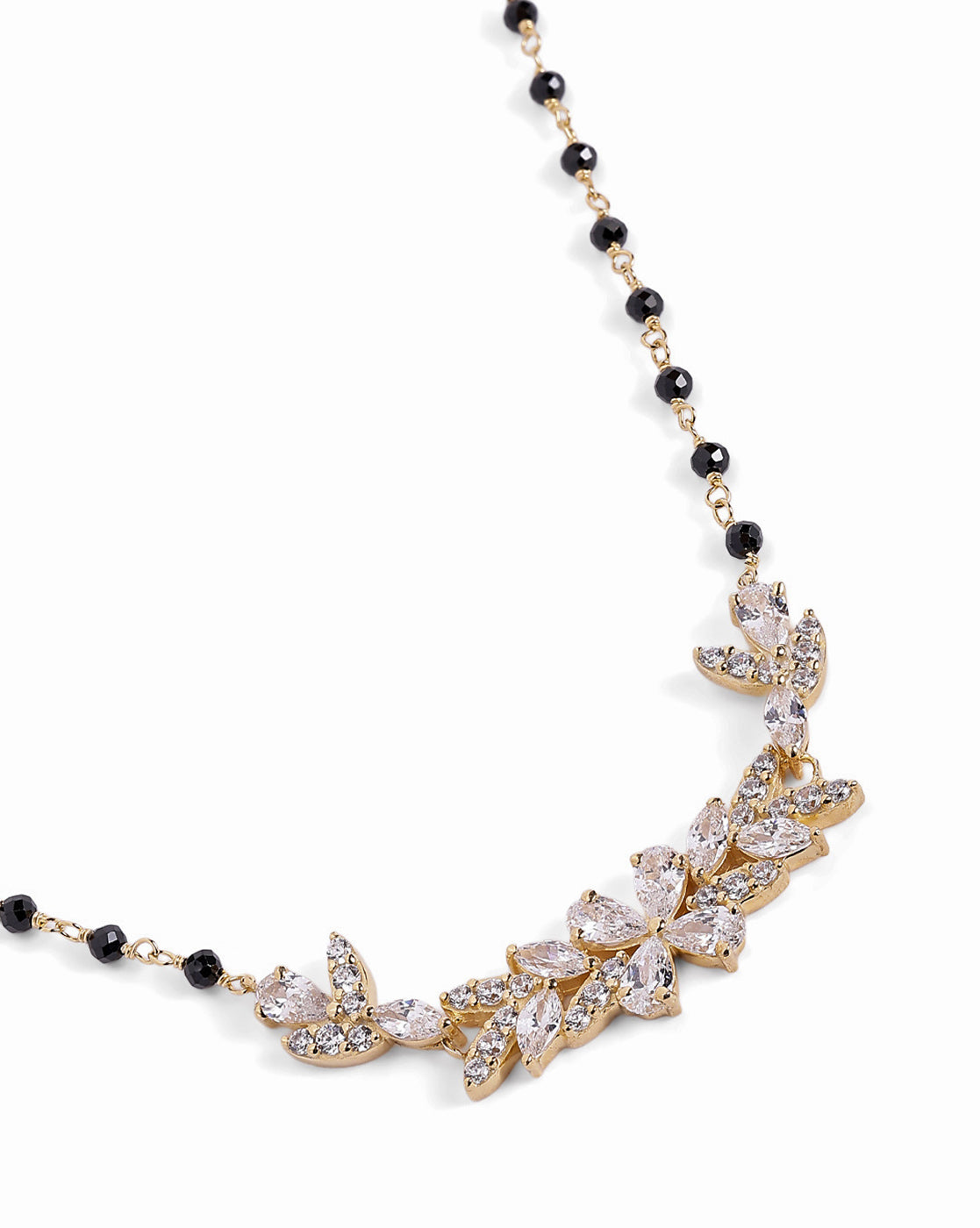 18kt Gold Plated CZ Studded Floral Mangalsutra