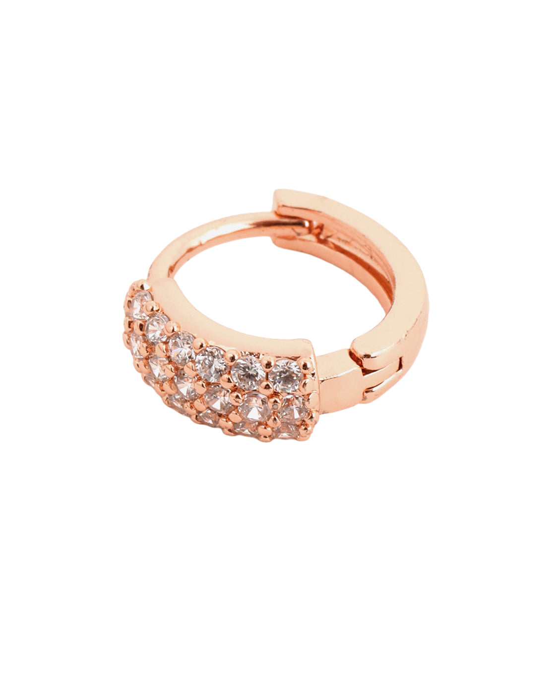 Rose Gold Plated CZ Sparkle Contemporary Huggie Earring