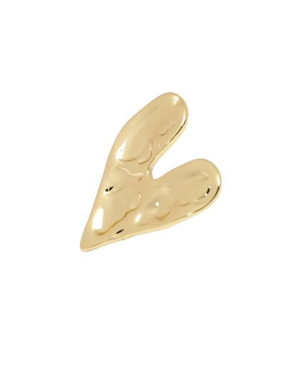 Gold Plated Bold Textured Heart Stud Earring