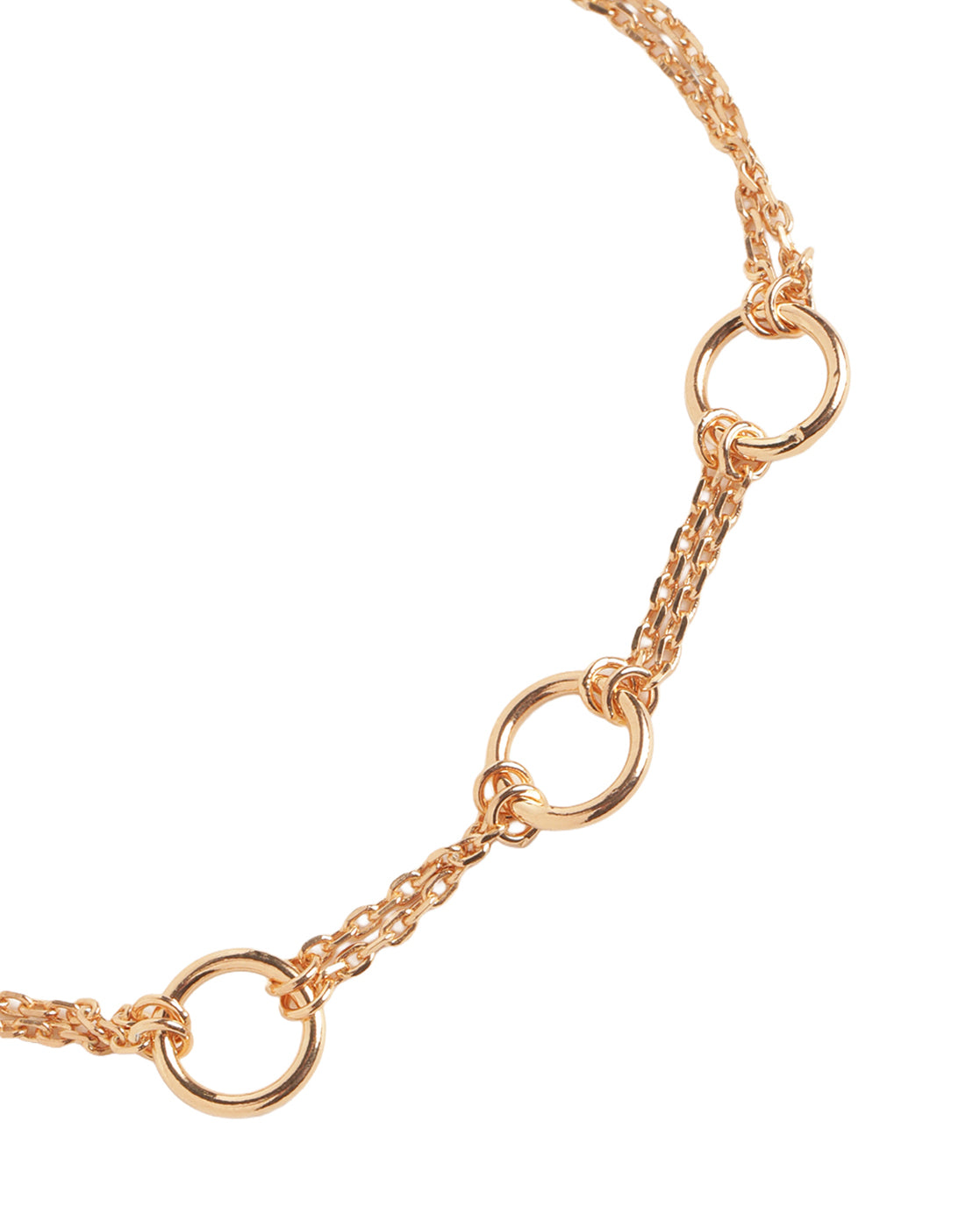 18kt Rose Gold Plated Modern Link and Double Chain Adjustable Bracelet