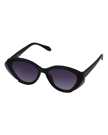 Women Black Toned UV Protected Purple Lens Cateye Sunglasses