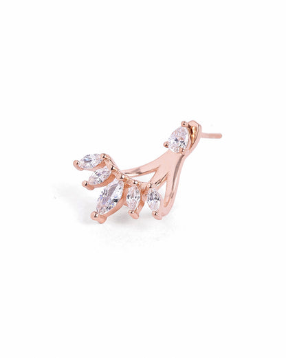 18kt Rose Gold Plated Marquise CZ Ear Jacket Earring