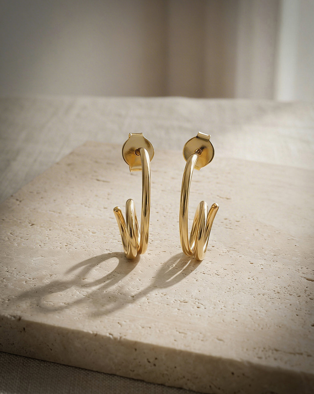18kt Gold Plated Spiral Half Hoop Earring